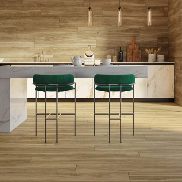 Houtlook tegels keuken wand en vloer