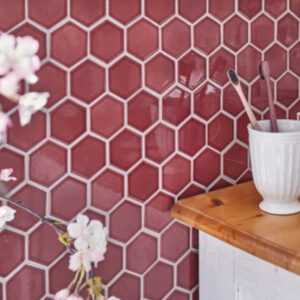 Hexogram mozaïek tegels warm roze