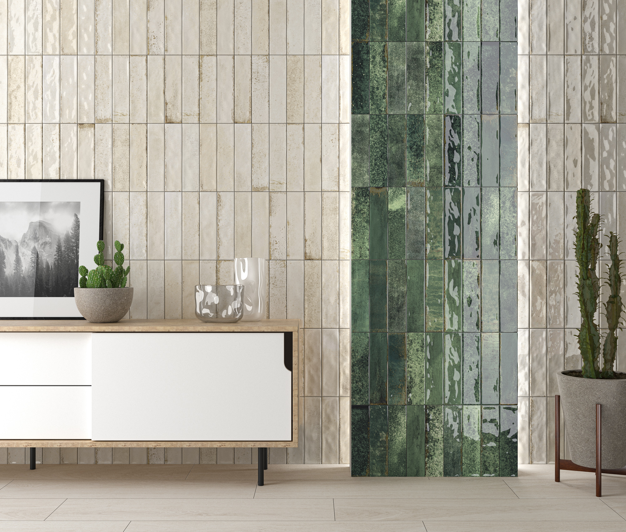 Langwerpige wandtegel groen