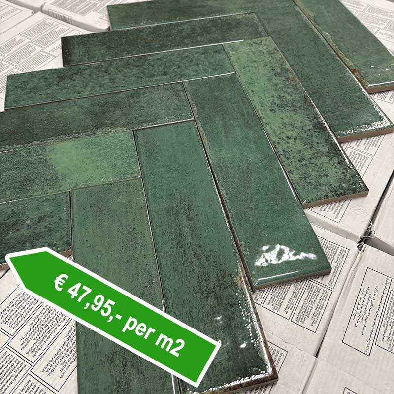 groen visgraat tegel