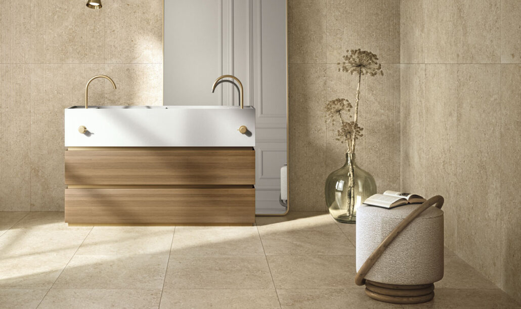 Groot formaat vloertegel beige